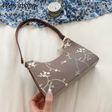 Weiyinxing Lace Floral Stitching Shoulder Bag for Women 2023 Soft PU Leather Underarm Bags Beach Travel Handbag Girls Small Tote Bag