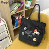 Weiyinxing Kawaii Letter Printing Women Backpack Fashion Cute Girl Two Piece School Bag Set Nylon Waterproof Travel Bag Book Pack Cool