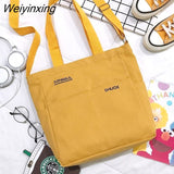 Weiyinxing Color Canvas Handbags Shoulder Bag Large Capacity Men Messenger Bag Student Laptop Book Bags Womens Single Tote Bag Bolsos