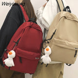 Weiyinxing Solid Color Nylon Backpacks Fashion Women Backpack Men Big Schoolbag Cool Bookbag Teen Student Portable Laptop Bagpack