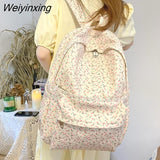 Weiyinxing Women Floral Large Capacity Backpacks Schoolbag for Kawaii Girls Student Waterproof Backpack Cute Teenager Travel Book Bag