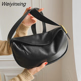 Weiyinxing Genuine Leather Shoulder Bags Fashion Luxury Brand Women Handbag Designers Wide Shoulder Strap Cowhide Female Messenger Bag