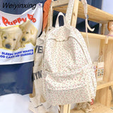 Weiyinxing Women Floral Large Capacity Backpacks Schoolbag for Kawaii Girls Student Waterproof Backpack Cute Teenager Travel Book Bag