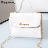 Weiyinxing Trend Women Messenger Bag Fashion Alligator Pattern Female Shoulder Bag Handbag with Chain Strap Ladies Crossbody Bags