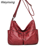 Weiyinxing Solid Color Soft Leather Shoulder Bags for Women Designer Large Capacity Handbags Women Bags Fashion Female Crossbody Sac