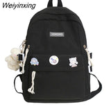 Weiyinxing Women Solid Color Nylon Backpack Bag School Book Backpack Girl Teenage Female Casual Travel Pink Large College Mochila Mujer
