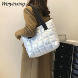 Weiyinxing Winter Space Shoulder Bag Nylon Cotton Casual Tote Bags For Women Large Capacity Commuter Handbag Female Top-handle Bag