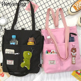 Weiyinxing Women Canvas Handbags Shoulder Bag Ladies Shopping Bags Cartoon Fabric Grocery Crossbody Messenger Tote Books Bags for Girls