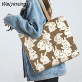 Weiyinxing Women Canvas Shopping Bags Eco Reusable Foldable Shoulder Bags Large Capacity Handbags for Groceries 2023 Dropshipping