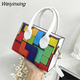 Weiyinxing New Color Contrast Versatile Handbag Square Shoulder Bag Geometric Horizontal Casual Shoulder Bag Fashion Crossbody Bag