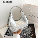 Weiyinxing Leather Women Luxury Designer Handbag Purses 2023 Fashion Vintage Double Zipper Half Moon Crescent Hobos Shoulder Bags