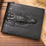 Weiyinxing Crocodile Skin Wallet Men Genuine Leather Small Zipper Short Men Wallets Credit Card Holders Coin Pocket Purse Alligator