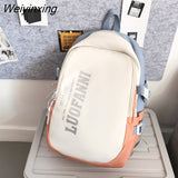Weiyinxing Fashion Letter Printing Waterproof Nylon Women Backpack Female Large Capacity Cool Travel Bag Teenage Girls Preppy Schoolbag
