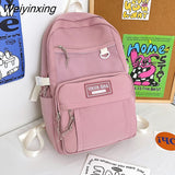 Weiyinxing Multiple Pockets Waterproof Nylon Women Backpack Female Kawaii Mesh Travel Bag Cute Schoolbag for Girl Student Bookbag