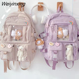 Weiyinxing Cute Women Multi-Pocket Nylon Backpack Ins Junior High School Student School Bag Female Girl Backpack Laptop Book 911