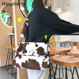 Weiyinxing Women Plush Bag Female Messenger High Capacity Women Shoulder Bag Dairy Cow Color Student Bag Contrasting Colors Cute Plush Bag