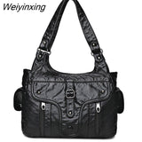 Weiyinxing New Women Leather Luxury Handbags Soft Large Capacity Casual Tote Bags High Quality Female Leather Shoulder Bags Female Sac