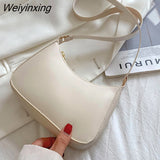 Weiyinxing New Women's Fashion Handbags Retro Solid Color PU Leather Shoulder Underarm Bag Casual Women Hobos Handbags