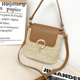 Weiyinxing Straw Shoulder Messenger Bags Women's Designer Luxury Woven Bucket Bag 2023 New Summer Beach Straw Bag Female Handbag