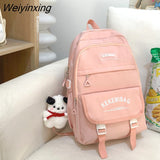 Weiyinxing Large Capacity Student Backpack Lovely Girl Solid Color Simple Style Schoolbag Women’S Waterproof Book Pack Travel Bag