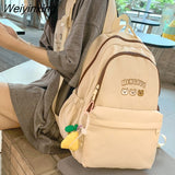 Weiyinxing Cartoon Embroidery Women Backpack Female Cute Nylon School Bag Girl Student Travel Bookbag Big Capacity Laptop Backpacks