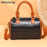 Weiyinxing Pattern Genuine Leather Handbag Women's Bag Vintage Cow Leather Small Women Shoulder Messenger Bags Luxury Female Tote Sac