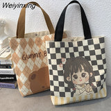 Weiyinxing Women Portable Bento Bag Cute Bag Commute And Carry Lunch Box Bag Tote Bag Handbag Cute Girl Cute Bear Printing Bag Portable Bag