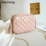 Weiyinxing Small Messenger Bag For Women 2023 Popular Lingge Embroidery Square Female Shoulder Bag Fashion Chain Ladies Crossbody Bags