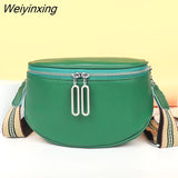 Weiyinxing Semi Circle Soft Genuine Leather Women's Tote Bag Long Zipper Handbag Fashion Cow Leather Ladies Shoulder Crossbody Bags