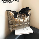 Weiyinxing Winter Space Shoulder Bag Nylon Cotton Casual Tote Bags For Women Large Capacity Commuter Handbag Female Top-handle Bag