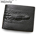 Weiyinxing Crocodile Skin Wallet Men Genuine Leather Small Zipper Short Men Wallets Credit Card Holders Coin Pocket Purse Alligator