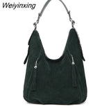 Weiyinxing FASHION Women Handbag Designer Shoulder Bag Women's High Quality Faux Suede Stitched Crossbody Bag Purse Chic Tote Bags
