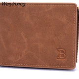 Weiyinxing Zipper Men Wallets Leather Wallet Money Bag Credit Card Holder Dollar Bill Wallet Clutch Purse for Boy Use Short Wallets