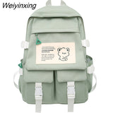 Weiyinxing Unisex Multiple Pocket Waterproof Nylon Backpack Large Capacity Insert Buckle Women Travel Bag Teenagers Kawaii Schoolbag