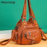 Weiyinxing FASHION Woman Messenger Bag Luxury Soft Leather Handbags Bags Designer Brand Women Multi Pocket Shoulder Tote Bag