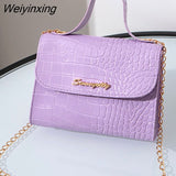 Weiyinxing Trend Women Messenger Bag Fashion Alligator Pattern Female Shoulder Bag Handbag with Chain Strap Ladies Crossbody Bags