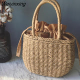 Weiyinxing Bags for Women 2023 Summer Hand-Woven Rattan Bag Handmade Woven Purse Wicker Beach Bag Bohemia Bali Handbag bolsos mimbre
