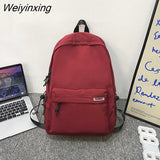 Weiyinxing Solid Color Nylon Backpacks Fashion Women Backpack Men Big Schoolbag Cool Bookbag Teen Student Portable Laptop Bagpack