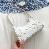 Weiyinxing Lace Floral Stitching Shoulder Bag for Women 2023 Soft PU Leather Underarm Bags Beach Travel Handbag Girls Small Tote Bag