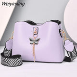 Weiyinxing Women White Handbag New Designer Butterfly Tassel PU Leather Messenger Bags Ladies Crossbody Female Tote Shoulder Bag