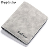 Weiyinxing Men Retro Frosted PU Wallet Two Folding Male Purse Credit Card Holder Solid Color Short Wallet Purse and Wallet