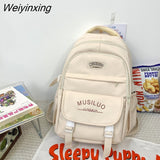 Weiyinxing Korean High Quality Waterproof Nylon Women Backpack Girls Kawaii Badge Travel Bag Letter Printing Multi-pocket Big Schoolbag
