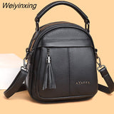 Weiyinxing Leather Women Backpack Cow Leather Multifunction Small Bookbag for Teen Girls Bag High Quality Female Rucksacks Mochilas