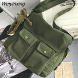 Weiyinxing Canvas Shoulder Bag Student Postman Female Wear-resistant Canvas Bag Crossbody Bags Japanese-style Handbags For Women
