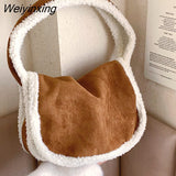 Weiyinxing Women's Furry Tote Bags Winter Plush Scrub Handbags Women Underarm Bags Large Capacity Tote Shoulder Bags For Women Handbag