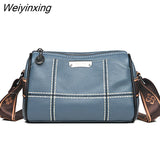 Weiyinxing Women Genuine Leather Handbags Luxury Designer 3 Layers Cow Leather Shoulder Crossbody Bags Ladies Large Capacity Messenger Bag
