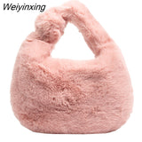 Weiyinxing Women New Luxury Handbags Plush Pouch Half Moon Underarm tote bag Shoulder bags for women Furry Handbags Totes sac a main femme