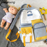 Weiyinxing New Waterproof Nylon Insert Buckle Women Backpack Female Cute Multi-pocket Travel Bag Schoolbag for Teenage Girls Book Bags