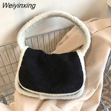 Weiyinxing Women's Furry Tote Bags Winter Plush Scrub Handbags Women Underarm Bags Large Capacity Tote Shoulder Bags For Women Handbag
