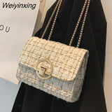 Weiyinxing color Flap Armpit bag 2023 Winter New High-quality Woolen Women's Designer Handbag Chain Shoulder Messenger Bag Purses